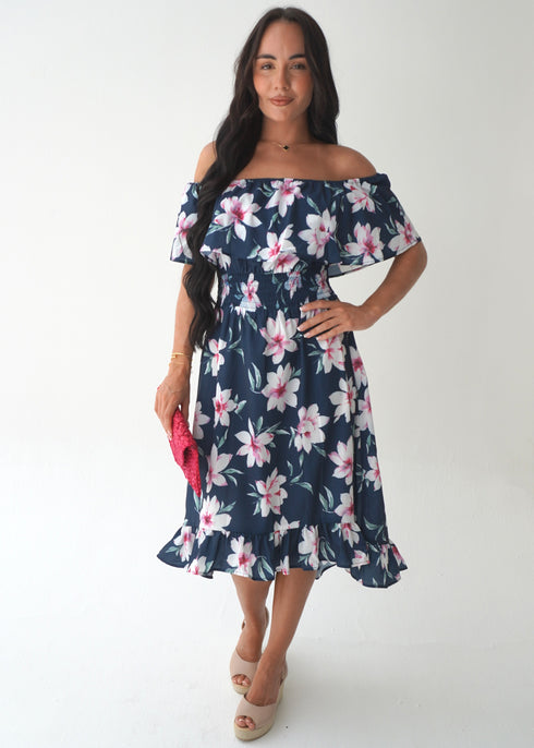 The Venice Dress - Navy Pink Lily