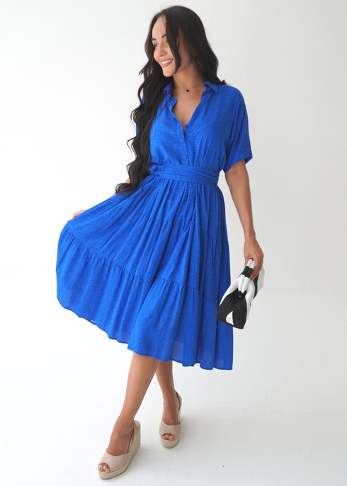 The Riviera Dress - Royal Drops