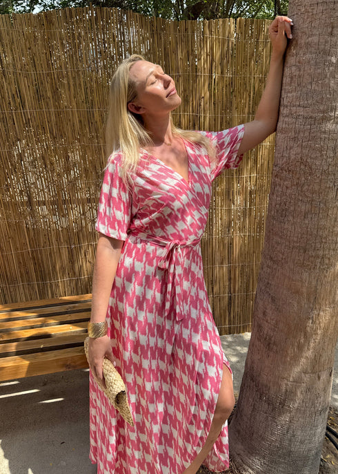Dress The Pleated Wrap Dress - Strawberry Pleats dubai outfit dress brunch fashion mums