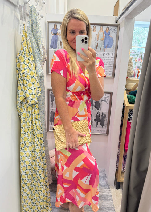 The Helen Dress - Geo Brights dubai outfit dress brunch fashion mums