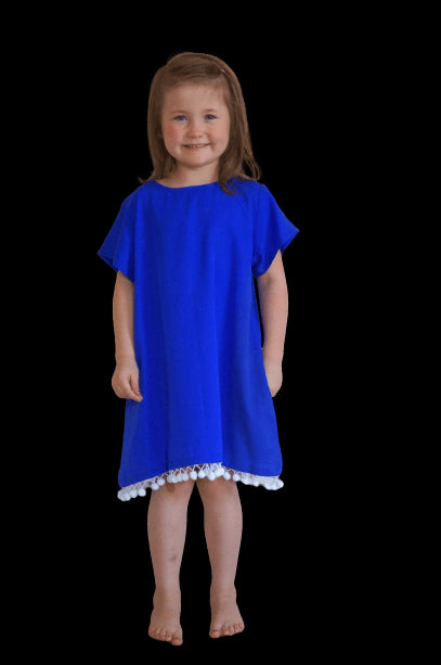 The Little Anywhere Dress - Royal Blue White Pom-poms dubai outfit dress brunch fashion mums