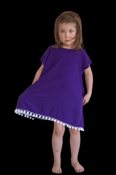 The Little Anywhere Dress - Royal Purple White Pom-poms dubai outfit dress brunch fashion mums