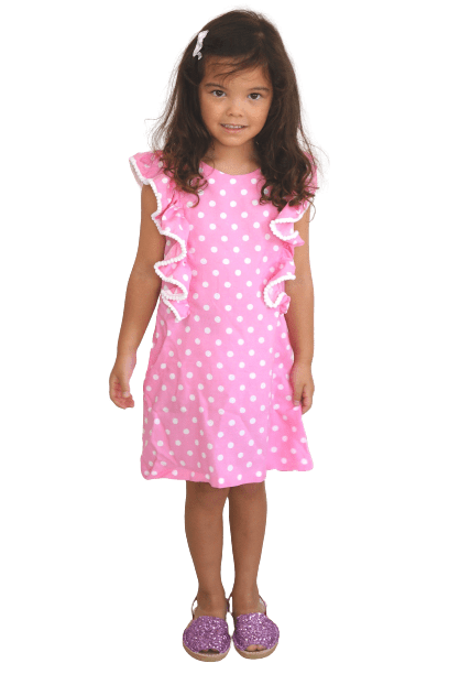 Top The Little Fifi Ruffle Dress - Baby Pink White Polka Dots dubai outfit dress brunch fashion mums