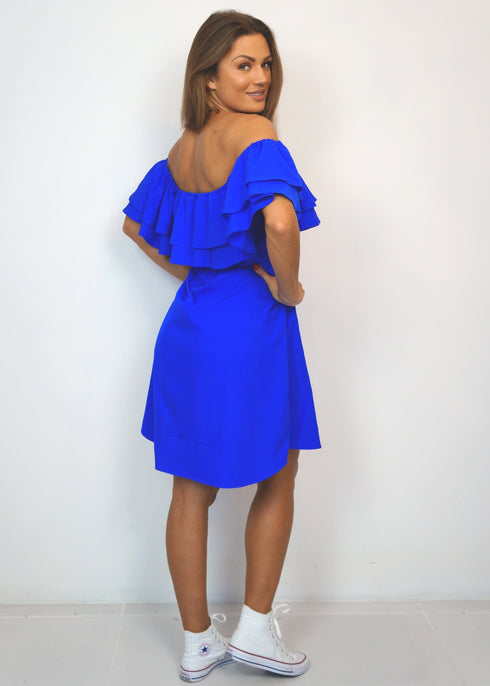 BARDOT DRESS The Belted Bardot Dress - Royal Blue dubai outfit dress brunch fashion mums