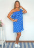 BARDOT DRESS The Belted Bardot Dress - Royal Blue Polka dubai outfit dress brunch fashion mums