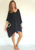 Beach Kaftan O/S The Beach Kaftan - Black w/ Neon Rainbow Pom Poms dubai outfit dress brunch fashion mums