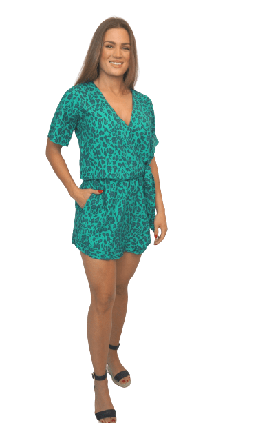 Clothing The Ella Rae Wrap Playsuit - Jade Jungle dubai outfit dress brunch fashion mums