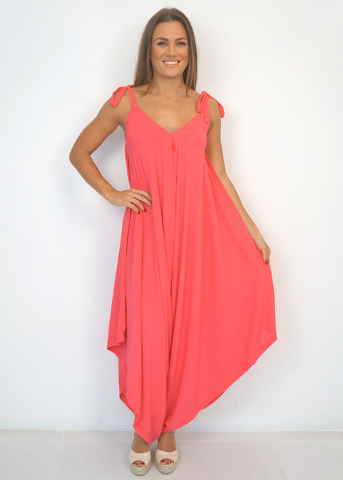 Clothing O/S The Harem Jumpsuit - Classic Coral Summer dubai outfit dress brunch fashion mums