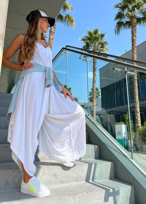 Clothing O/S The Harem Jumpsuit - Pure White dubai outfit dress brunch fashion mums