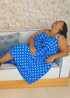 Clothing The Harem Jumpsuit | Royal Blue Polka dubai outfit dress brunch fashion mums