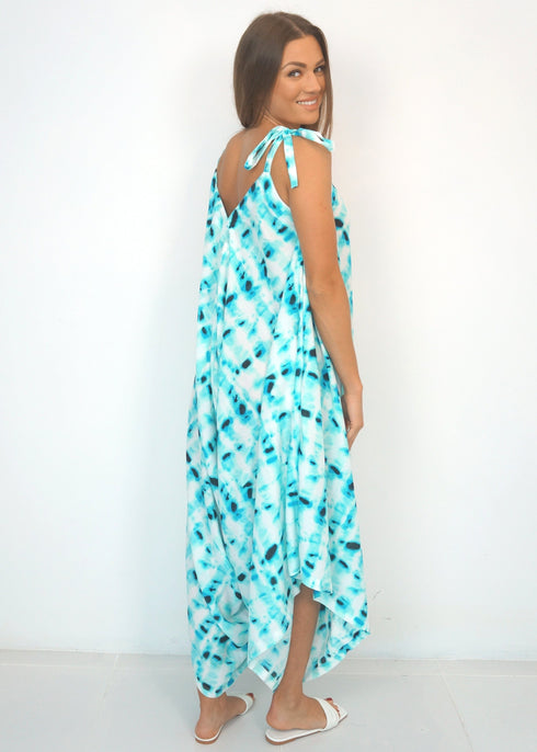 Clothing O/S The Harem Jumpsuit - Turquoise Tie Dye dubai outfit dress brunch fashion mums