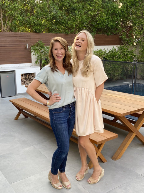 Dress The French Dress - Classic Nude Satin dubai outfit dress brunch fashion mums