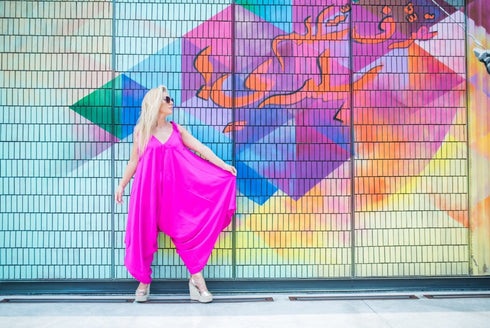 Dress The Harem Jumpsuit - Hot Pink dubai outfit dress brunch fashion mums