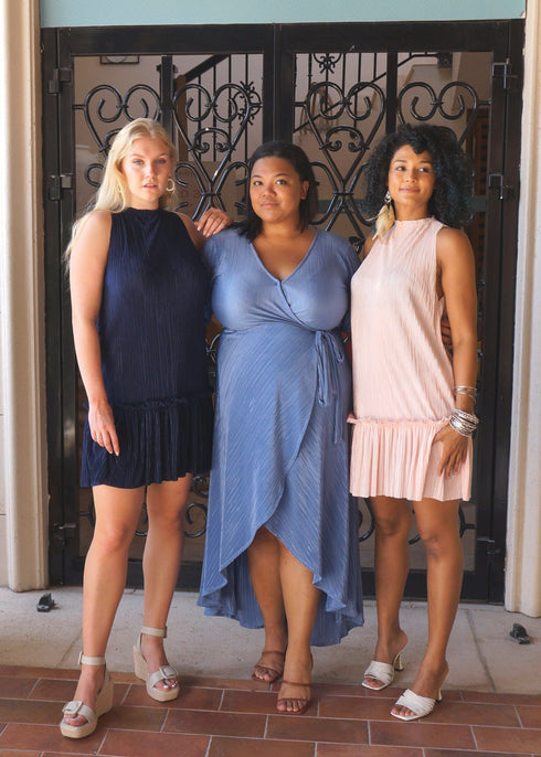 Dress The Pleated Wrap Dress - Slate Blue Pleats dubai outfit dress brunch fashion mums