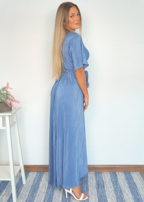Dress The Pleated Wrap Dress - Slate Blue Pleats dubai outfit dress brunch fashion mums