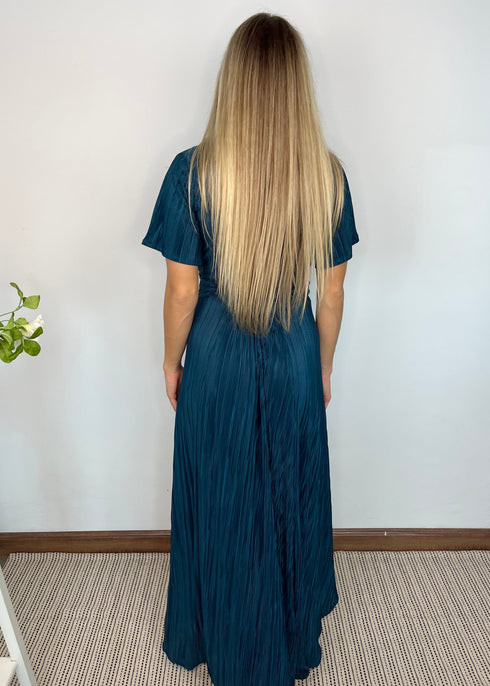 Dress The Pleated Wrap Dress - Teal Pleats dubai outfit dress brunch fashion mums