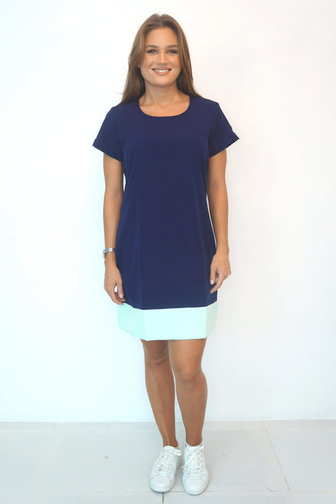 Dress The R Mini Anywhere Dress - Perfect Navy, Aqua Colour Block dubai outfit dress brunch fashion mums