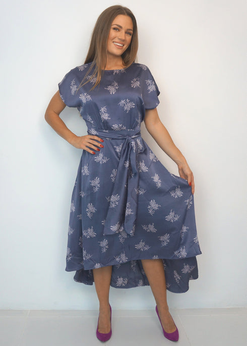 Dresses The Evening Dress - Pink Indigo Satin dubai outfit dress brunch fashion mums