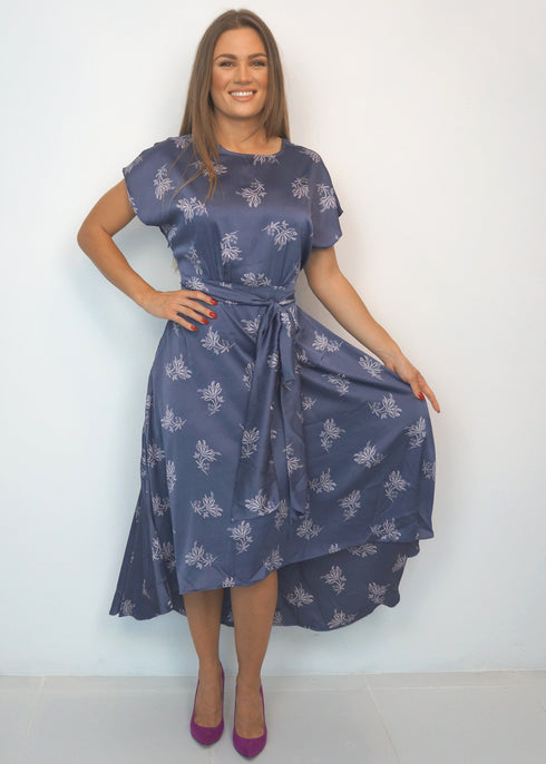 Dresses The Evening Dress - Pink Indigo Satin dubai outfit dress brunch fashion mums