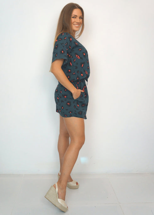 The Ella Rae Wrap Playsuit - Forest Leopard dubai outfit dress brunch fashion mums