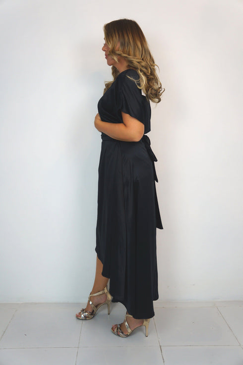 The Evening Dress - Black Evening Satin dubai outfit dress brunch fashion mums
