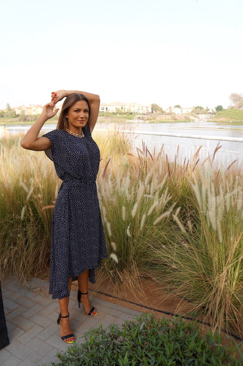 The Evening Dress - Navy Dalmatian dubai outfit dress brunch fashion mums