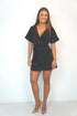 The Flirty Wrap Dress - Midnight Black Satin dubai outfit dress brunch fashion mums