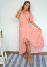 The Maxi Wrap Dress - Peach Polka dubai outfit dress brunch fashion mums