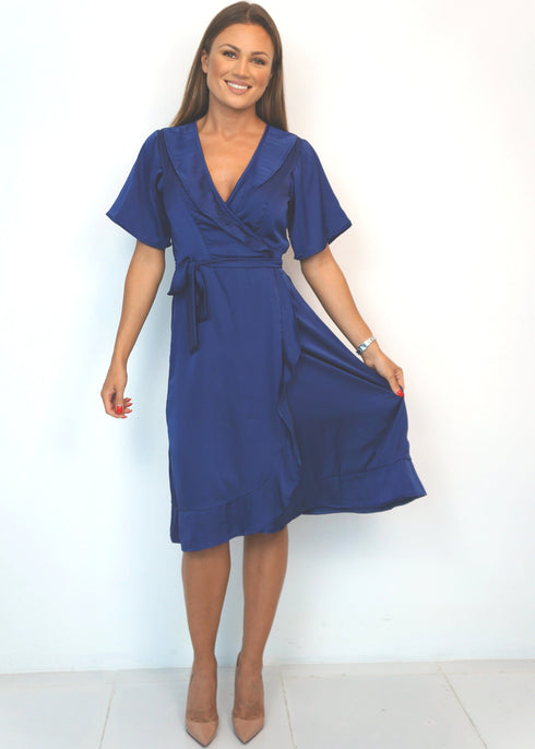 The Midi Flirty Wrap Dress - Perfect Navy dubai outfit dress brunch fashion mums
