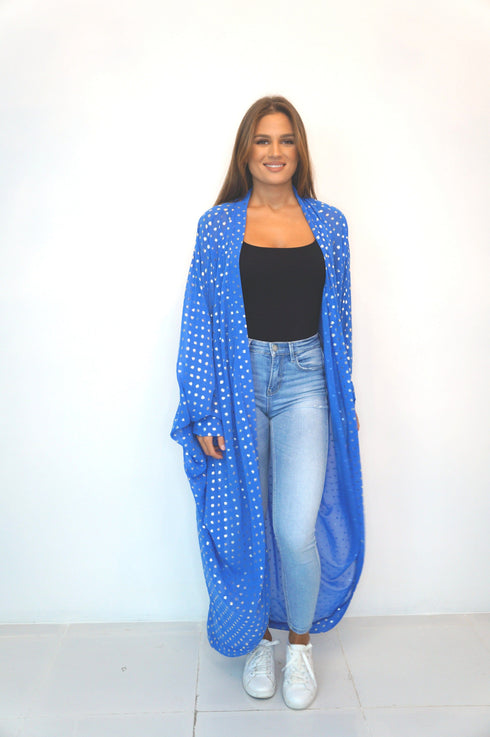 The Palm Kimono - Blue with Gold Foil Spots dubai outfit dress brunch fashion mums