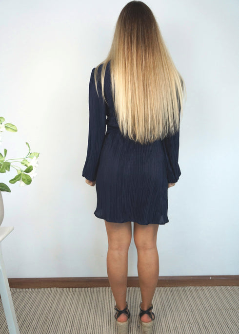 The Perfect Little Wrap Dress - Navy Pleats dubai outfit dress brunch fashion mums