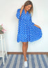 The Tiered Dress - Royal Blue Polka dubai outfit dress brunch fashion mums