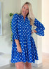 The Tiered Dress - Royal Blue Polka dubai outfit dress brunch fashion mums